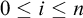 0 less than or equals i less than or equals n