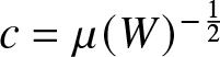 c equals mu left parenthesis upper W right parenthesis minus 12
