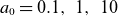 a 0 equals 0.1 comma 1 comma 10