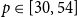 p element of left bracket 30 comma 54 right bracket