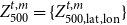 upper Z 500 Superscript t comma m Baseline equals StartSet upper Z Subscript 500 comma lat comma lon Superscript t comma m Baseline EndSet
