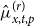 ModifyingAbove mu With caret Subscript x comma t comma p Superscript left parenthesis r right parenthesis