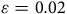 epsilon equals 0.02
