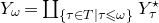 upper Y Subscript omega Baseline equals coproduct Underscript StartSet tau element of upper T vertical bar tau less than or slanted equals omega EndSet Endscripts upper Y Subscript tau Superscript star