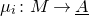 mu Subscript i Baseline colon upper M right arrow upper A underbar