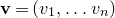 bold v equals left parenthesis v 1 comma ellipsis v Subscript n Baseline right parenthesis
