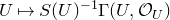 upper U right arrow from bar upper S left parenthesis upper U right parenthesis Superscript negative 1 Baseline normal upper Gamma left parenthesis upper U comma script upper O Subscript upper U Baseline right parenthesis