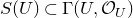 upper S left parenthesis upper U right parenthesis subset of normal upper Gamma left parenthesis upper U comma script upper O Subscript upper U Baseline right parenthesis