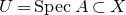 upper U equals upper S p e c upper A subset of upper X