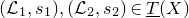 left parenthesis script upper L 1 comma s 1 right parenthesis comma left parenthesis script upper L 2 comma s 2 right parenthesis element of ModifyingBelow upper T With bar left parenthesis upper X right parenthesis