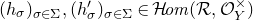 left parenthesis h Subscript sigma Baseline right parenthesis Subscript sigma element of normal upper Sigma Baseline comma left parenthesis h Subscript sigma Superscript prime Baseline right parenthesis Subscript sigma element of normal upper Sigma Baseline element of script upper H italic om left parenthesis script upper R comma script upper O Subscript upper Y Superscript times Baseline right parenthesis