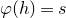 phi left parenthesis h right parenthesis equals s