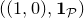 left parenthesis left parenthesis 1 comma 0 right parenthesis comma bold 1 Subscript script upper P Baseline right parenthesis