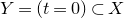 upper Y equals left parenthesis t equals 0 right parenthesis subset of upper X