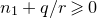 n 1 plus q divided by r greater than or slanted equals 0