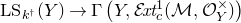 upper L upper S Subscript k Sub Superscript dagger Baseline left parenthesis upper Y right parenthesis right arrow normal upper Gamma left parenthesis upper Y comma script upper E italic xt Subscript c Superscript 1 Baseline left parenthesis script upper M comma script upper O Subscript upper Y Superscript times Baseline right parenthesis right parenthesis