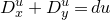 upper D Subscript x Superscript u Baseline plus upper D Subscript y Superscript u Baseline equals d u