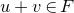 u plus v element of upper F