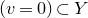 left parenthesis v equals 0 right parenthesis subset of upper Y