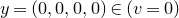 y equals left parenthesis 0 comma 0 comma 0 comma 0 right parenthesis element of left parenthesis v equals 0 right parenthesis