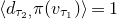 left angle bracket d Subscript tau 2 comma Baseline pi left parenthesis v Subscript tau 1 Baseline right parenthesis right angle bracket equals 1