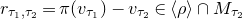 r Subscript tau 1 comma tau 2 Baseline equals pi left parenthesis v Subscript tau 1 Baseline right parenthesis minus v Subscript tau 2 Baseline element of left angle bracket rho right angle bracket intersection upper M Subscript tau 2