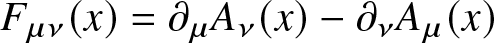 upper F mu nu left parenthesis x right parenthesis equals partial differential mu upper A nu left parenthesis x right parenthesis minus partial differential nu upper A mu left parenthesis x right parenthesis
