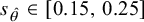 s Subscript ModifyingAbove theta With caret Baseline element of left bracket 0.15 comma 0.25 right bracket