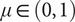 mu element of left parenthesis 0 comma 1 right parenthesis