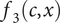 f 3 left parenthesis c comma x right parenthesis