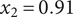 x 2 equals 0.91