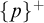 left brace p right brace Superscript plus