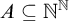 upper A subset of or equal to double struck upper N Superscript double struck upper N