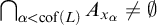 intersection Underscript alpha less than cof left parenthesis upper L right parenthesis Endscripts upper A Subscript x Sub Subscript alpha Baseline not equals normal empty set