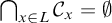 intersection Underscript x element of upper L Endscripts script upper C Subscript x Baseline equals normal empty set