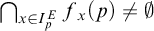 intersection Underscript x element of upper I Subscript p Superscript upper E Baseline Endscripts f Subscript x Baseline left parenthesis p right parenthesis not equals normal empty set