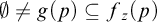 normal empty set not equals g left parenthesis p right parenthesis subset of or equal to f Subscript z Baseline left parenthesis p right parenthesis