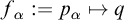 f Subscript alpha Baseline colon equals p Subscript alpha Baseline right arrow from bar q