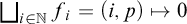 square union Underscript i element of double struck upper N Endscripts f Subscript i Baseline equals left parenthesis i comma p right parenthesis right arrow from bar 0