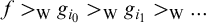 f greater than Subscript normal upper W Baseline g Subscript i 0 Baseline greater than Subscript normal upper W Baseline g Subscript i 1 Baseline greater than Subscript normal upper W Baseline ellipsis
