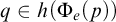 q element of h left parenthesis normal upper Phi Subscript e Baseline left parenthesis p right parenthesis right parenthesis