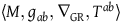 left angle bracket upper M comma g Subscript a b Baseline comma nabla Subscript GR Baseline comma upper T Superscript a b Baseline right angle bracket