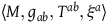left angle bracket upper M comma g Subscript a b Baseline comma upper T Superscript a b Baseline comma xi Superscript a Baseline right angle bracket