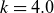 k equals 4.0