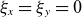xi Subscript x Baseline equals xi Subscript y Baseline equals 0