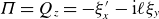 upper Pi equals upper Q Subscript z Baseline equals minus xi Subscript x Superscript prime Baseline minus normal i script l xi Subscript y