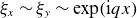 xi Subscript x Baseline tilde xi Subscript y Baseline tilde exp left parenthesis normal i q x right parenthesis