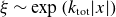 xi tilde exp left parenthesis k Subscript normal t normal o normal t Baseline StartAbsoluteValue x EndAbsoluteValue right parenthesis