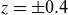 z equals plus or minus 0.4