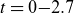 t equals 0 minus 2.7